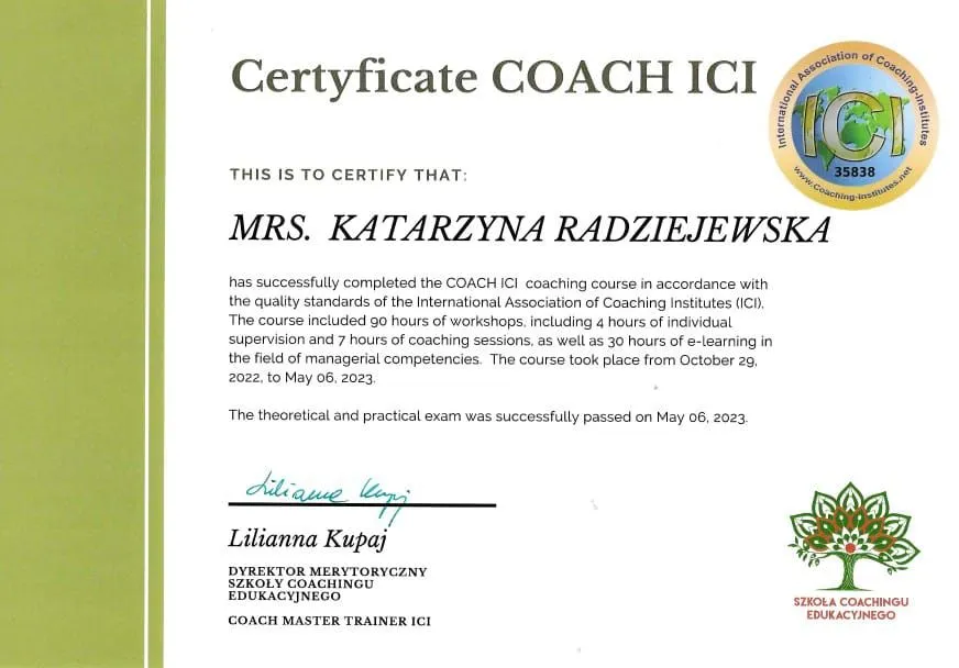 Certificate: Coach ICI