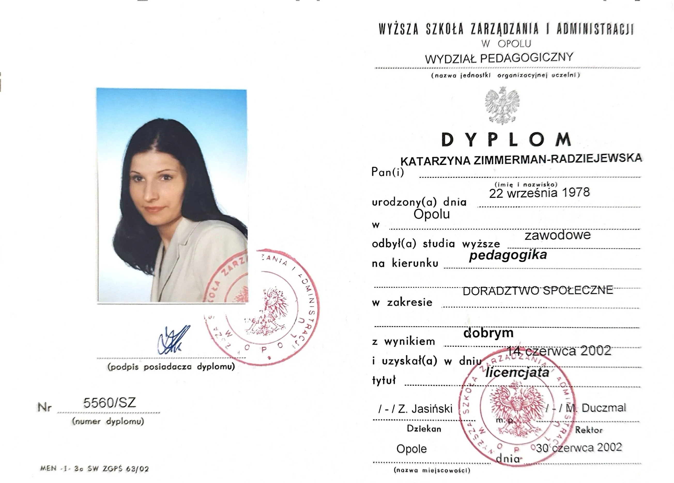Dyplom licencjata: Pedagogika / Doradztwo społeczne