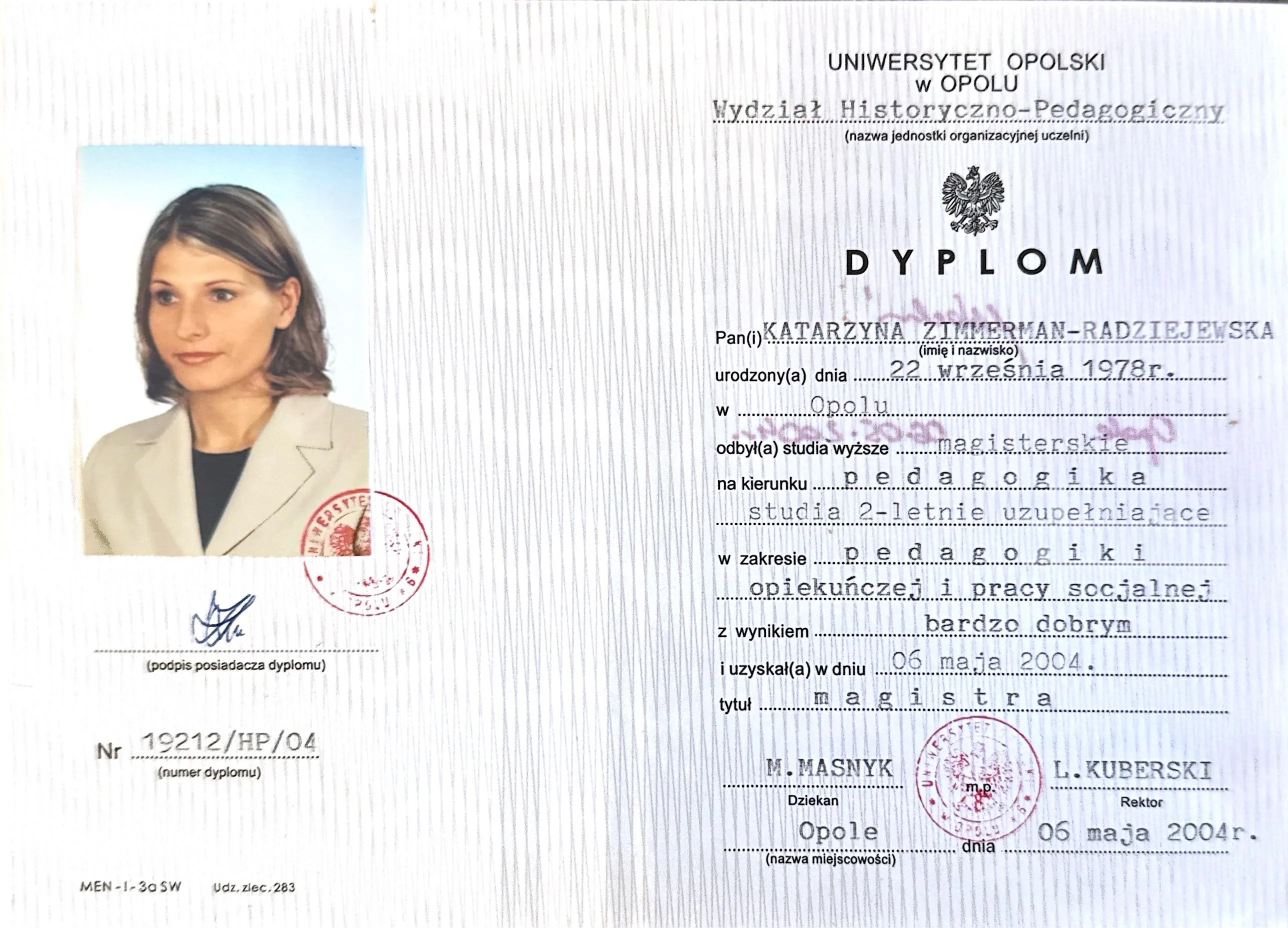 Dyplom magistra: Pedagogika opiekuńcza i praca socjalna